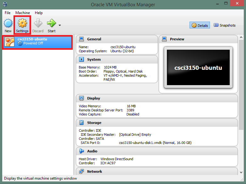 Network setting of VM